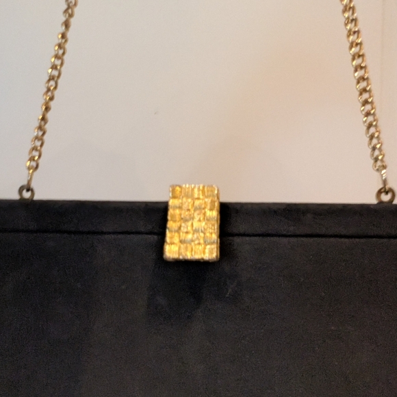 Vintage Black Clutch with Gold Chain - Picture 3 of 12
